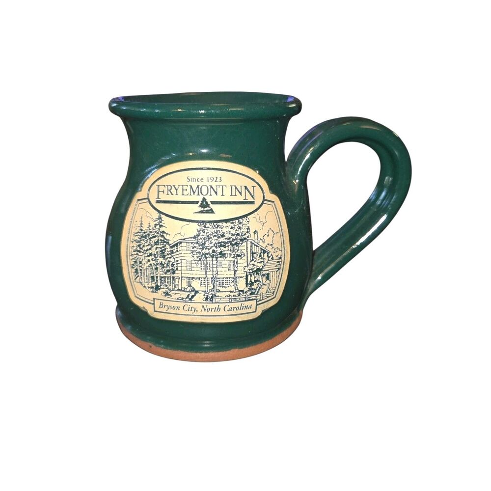 Deneen Pottery Handthrown Stoneware Green Coffee Mug Fryemont Inn Bryson City NC